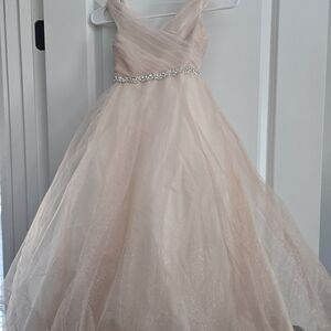 Elegant Pink Kids Dress with Beaded Waist